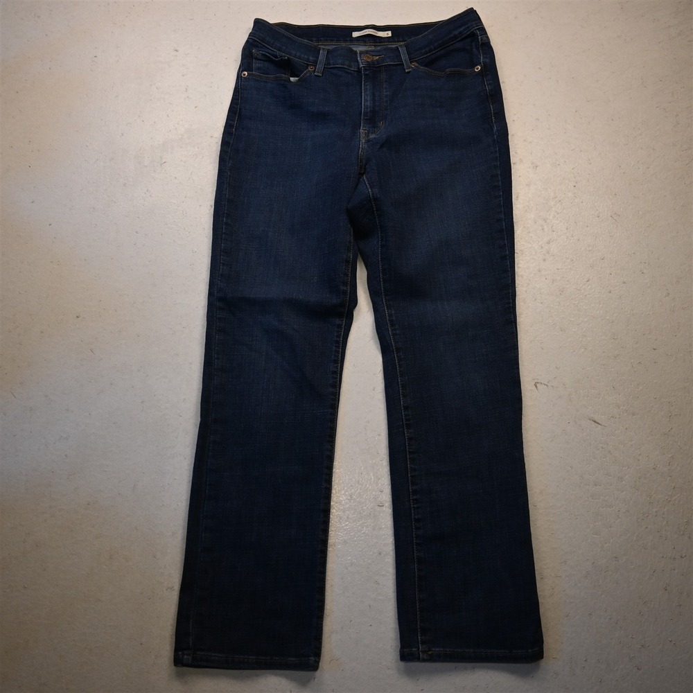 Levis 8 Mid Rise Classic Straight Dark Stretch Denim Womens Jeans